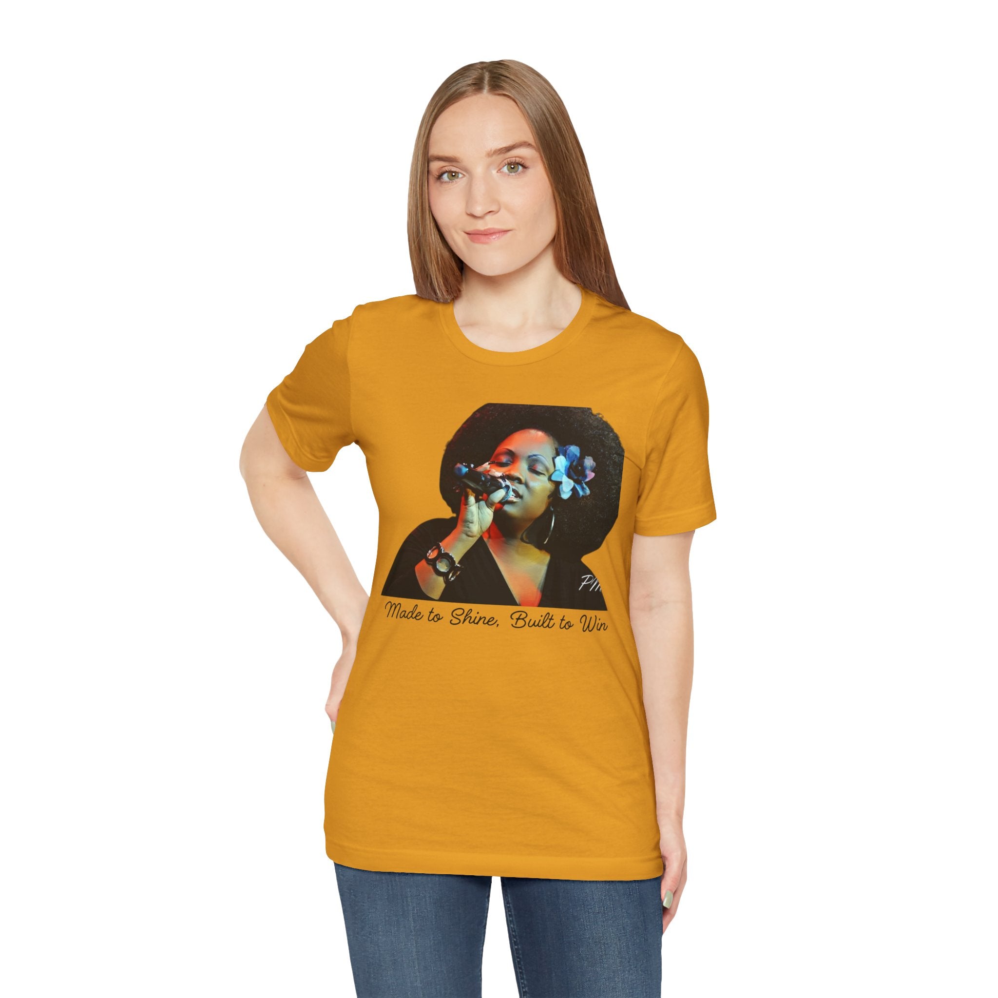 Empowerment T-Shirt – 'Made to Shine, Built to Win' Motivational Graphic Tee